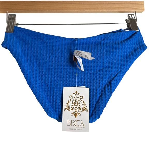 Becca Jocelyn Blue Ribbed O-Ring Two Piece Bikini Swimsuit Set Size Small - Picture 15 of 15